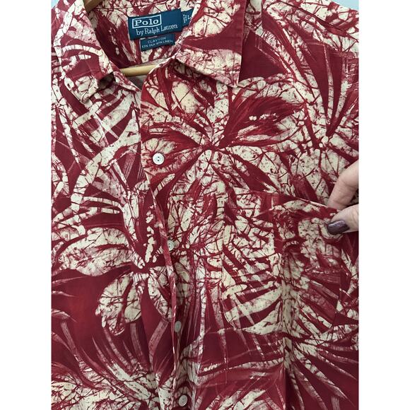 Polo Ralph Lauren Clayton Silk & Linen Button Up Hawaiian Shirt Size Large - Picture 7 of 8